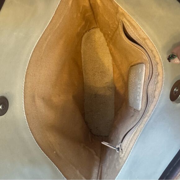 Brighton Colorblock Leather Bag Beige w/ Brown Croc Trim Silver Heart Charm - Picture 5 of 16